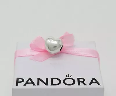 A54. Authentic Pandora Sterling Silver Plain Heart Stopper Clip Charm S925 ALE • £7