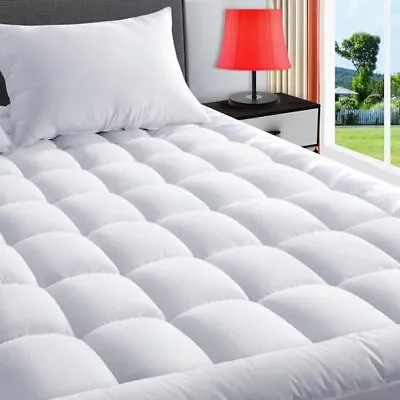 TEXARTIST King Mattress Pad Cover Cooling Topper Pillow King White  • £85.66