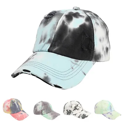 $17.32 • Buy Unisex Classic Low Profile Cotton Baseball Cap Tie Dye Ink Curved Trucker Hat