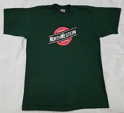 Vtg Chicago And NorthWestern Systems Railroad Shirt LARGE L Single Stitch Train • $14.99