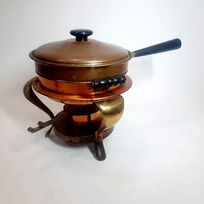 Vintage Copper & Brass Chaffing Dish - Food Warmer Complete 5 Piece Mid Century  • $22