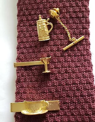 Vintage Tie Clips / Tack For Bartender Martini Glass; Beer Stein; Cappuccino Cup • $34.99