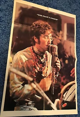 Vintage Beatles Poster 1980s John Lennon 32  X 21  DOUBLE SIDED Beatles Gifts • $15.99