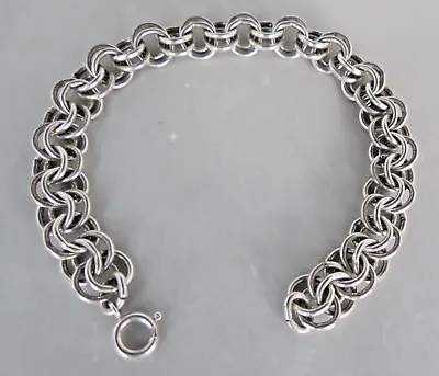 Vintage 7 1/4  Double Link Sterling Charm Bracelet 14.8 GR • $39.99