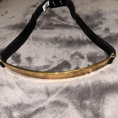 Halogen Women Black Stretch Belt With Gold Mirrored Front For Extra Style • $12.99