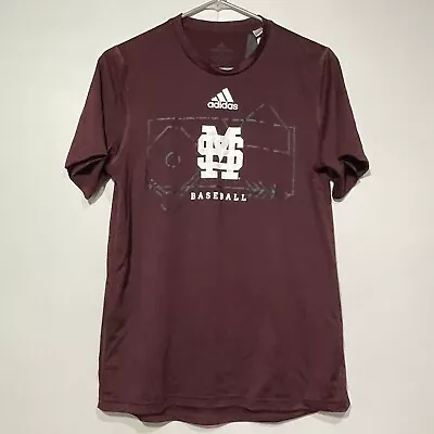 Adidas Mens Mississippi State Bulldogs Locker Lines Baseball Short Sleeve Shirt • $14.95