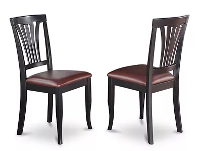 Set Of 4 Avon Dinette Kitchen Dining Chairs With Faux Leather Seat In Black • $345