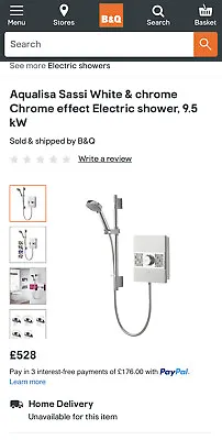 £250 • Buy Aqualisa Sassi White & Chrome Chrome Effect Electric Shower 9.5 KW New In Box
