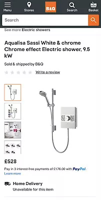 £250 • Buy Aqualisa Sassi White & Chrome Chrome Effect Electric Shower 9.5 KW New In Box
