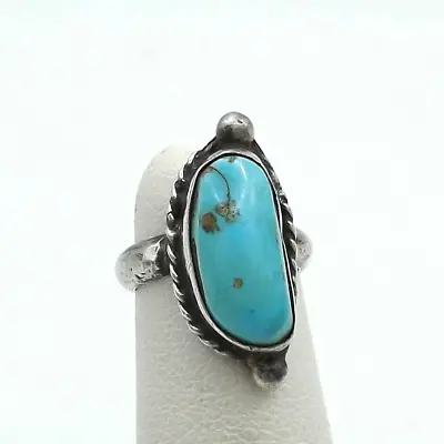 Sterling Turquoise Child Baby Pinky Ring Vintage Southwestern Native American • $46.55