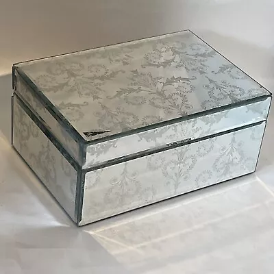 Laura Ashley Josette Glass Silver Mirrored Jewellery Box Large Size Vgc • £39