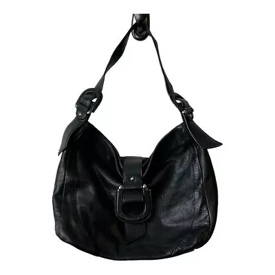 Etienne Aigner 100% Genuine Leather Single Strap Hobo Bag In Black Buckle Moto • $28.95