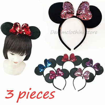 3pieces Sequin Disney Headband Mouse Ears Headband Mickey Theme Park Costume  • $7.88