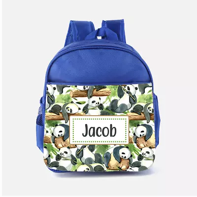 Personalised Cartoon Panda Pattern Boys Kids Backpack Childrens School Bag • £17.99