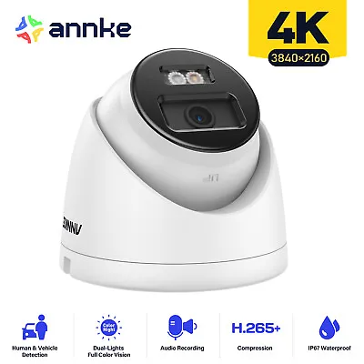 ANNKE 4K 8MP POE IP Security Camera Audio Recording Human Vehicle Detection IP67 • $41.13