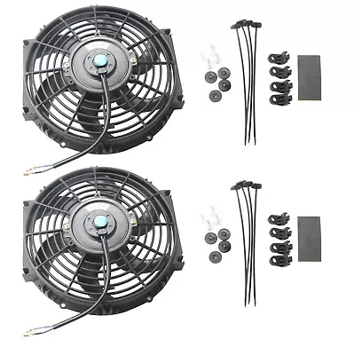 $531.99 • Buy 2x 10  Inch Universal Slim Fan Push Pull Electric Radiator Cooling 12V Mount Kit