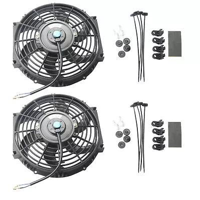 2x 10  Inch Universal Slim Fan Push Pull Electric Radiator Cooling 12V Mount Kit • $29.99