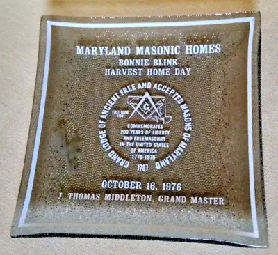 Maryland Masonic Homes Harvest Home Day Oct 1976 Bonnie Blink Glass Ashtray Dish • $14.99