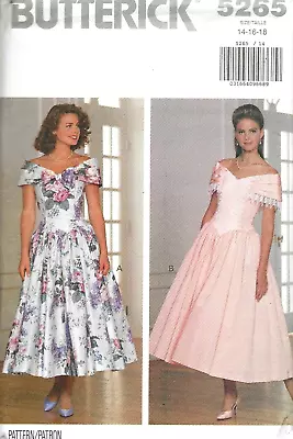 Vintage Women's Off Shoulder Dramatic Prom Gown Dress Sewing Pattern UNCUT 16-18 • $11.95