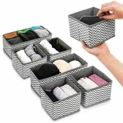 Fabric Storage Box Set Foldable Wardrobe Organiser Drawer Space Saving Divider • £8.45