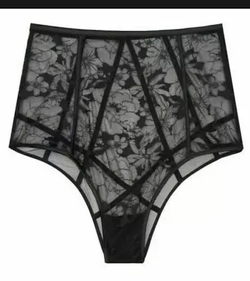 Victoria's Secret Luxe High Waist Cheeky Zip Panties Pants Knickers Black Medium • £25.99