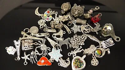 Lot Of Beautiful Vintage Silver Tone Charms And Pendants  Jewelry • $37