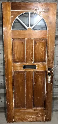 Antique Exterior Stained Wood French Entry Door Half-moon Glass 32x79 • $509.80