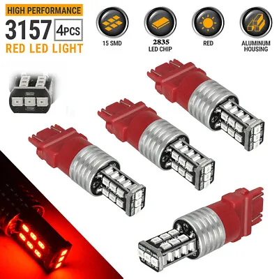 $11.77 • Buy 4PCS 3157 LED Red Hi Power Brake Stop Tail Parking Light Bulbs For Ford F-150