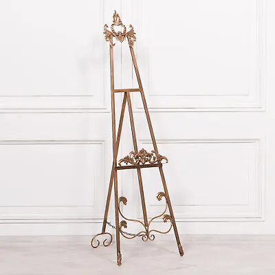 French Tall Antiqued Gold Freestanding Metal Easel Wedding Picture Display 165cm • $108.63