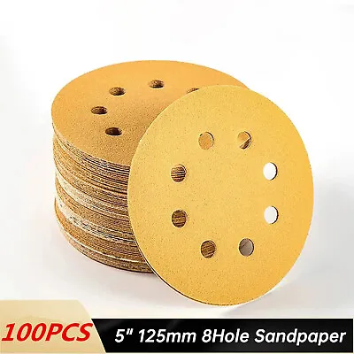 100PCS 125mm Sanding Discs 8 Hole 5 Inch Starcke Hook And Loop 40 - 800 Grit UK • £9.49