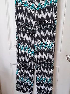 Tummy Plus Wide Leg Boho Pants Sz 1xl Tribal Print Wide Leg Soft Stretch Beachy  • $14.99