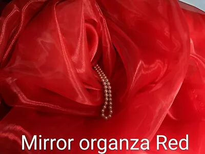 Mirror Organza Red 59  By The Yard. Shinny Sheer Organza. Swatches Available. • $3.99