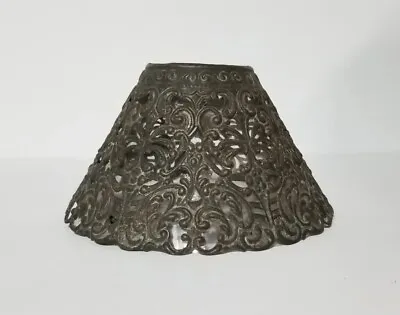 Antique Filigree Embossed Metal Sconce Lamp Light Shade Mica Victorian • $46.80