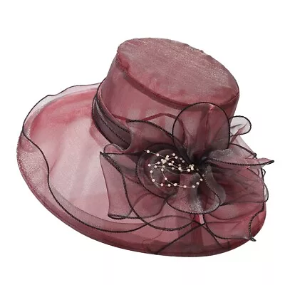 Big Cap Hat Women Women Bridal Hat Church Cap Elegant Flower Gifts Organza • £13.31