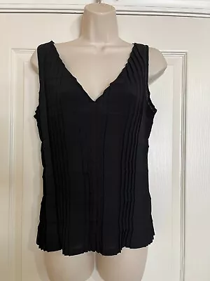 Babette Black Pleated Sleeveless Tank Top Blouse Lagenlook XS • $24.99