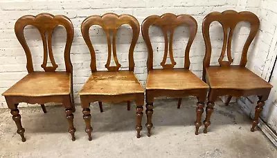 Set Of 4 Antique Mahogany Country House Kitchen Dining Chairs (Can Deliver) • £295