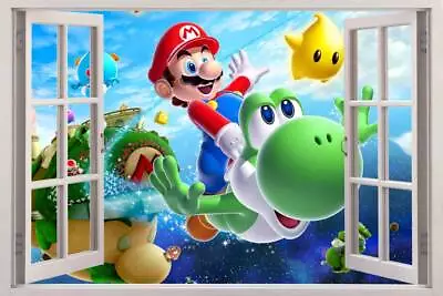 SUPER MARIO BROS 3D Window View Decal WALL STICKER Decor Art Mural Kids Galaxy • $25.49