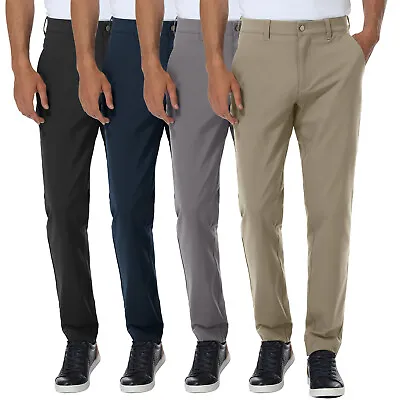 Men's Stretch Dress Pants Waterproof Straight Leg 5 Pockets Casual Chino Trouser • $18.99