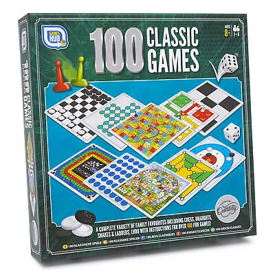 100 Classic Games Compendium Classic Family Board Games Chess Draughts Ludo • £8.49