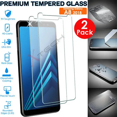 2x Genuine TEMPERED GLASS Screen Protector Cover Samsung Galaxy A8 2018 SM-A530 • £2.95