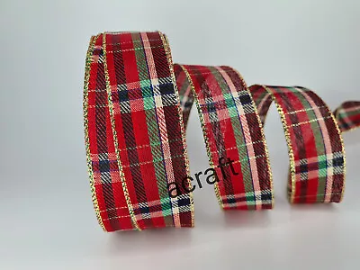 Christmas Ribbon Wired Edge Tree Home Decoration Gift Wrap Presents Bow Craft UK • £2.29