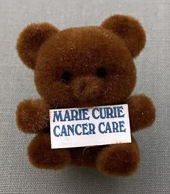 Flocked 3d Teddy Bear - Marie Curie  Cancer Care  Charity  -  Pin Badge / Brooch • £12.75