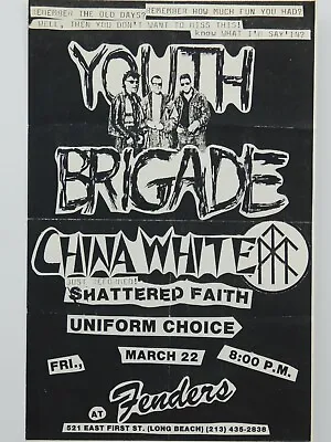 $14.95 • Buy Youth Brigade China White Shattered Faith Fender's Ballroom Punk Concert Poster