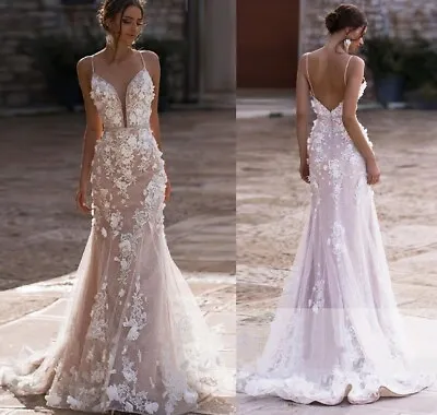 Mermaid Wedding Dress Sexy V-neck Bridal DressFlower Wedding Dress • $185