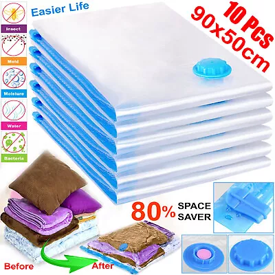 10 X Pack Vacuum Bags VAC Space Saving Saver Vacum Vaccum Strong Storage Bag UK • £8.99