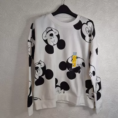 Primark Disney Mickey Mouse Womens Ladies Sweatshirt Ivory White Sweater Size L • £19.99