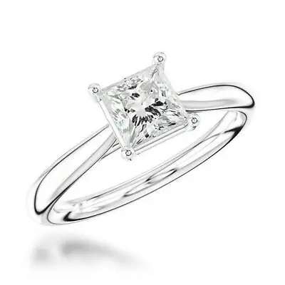 2Ct White Princess Moissanite 14K White Gold Solitare Engagement Wedding Ring • $478