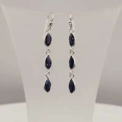 Blue Iolite Earrings Water Sapphire Gemstones Handmade Jewellery • £29.95