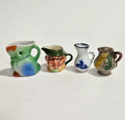 Lot Of 4 Vintage Miniature Pitchers Figurines Parrot Toby Mug Pottery Pitcher • $8.99