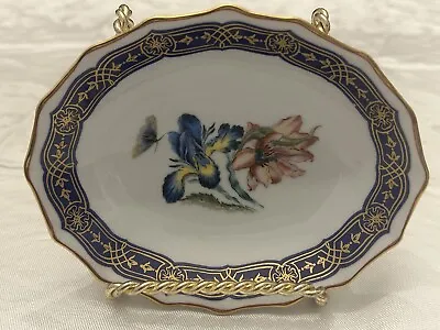 Merian By Mottahedeh Service Oval Silver Tray 5 5/8  Blue Iris New • $20